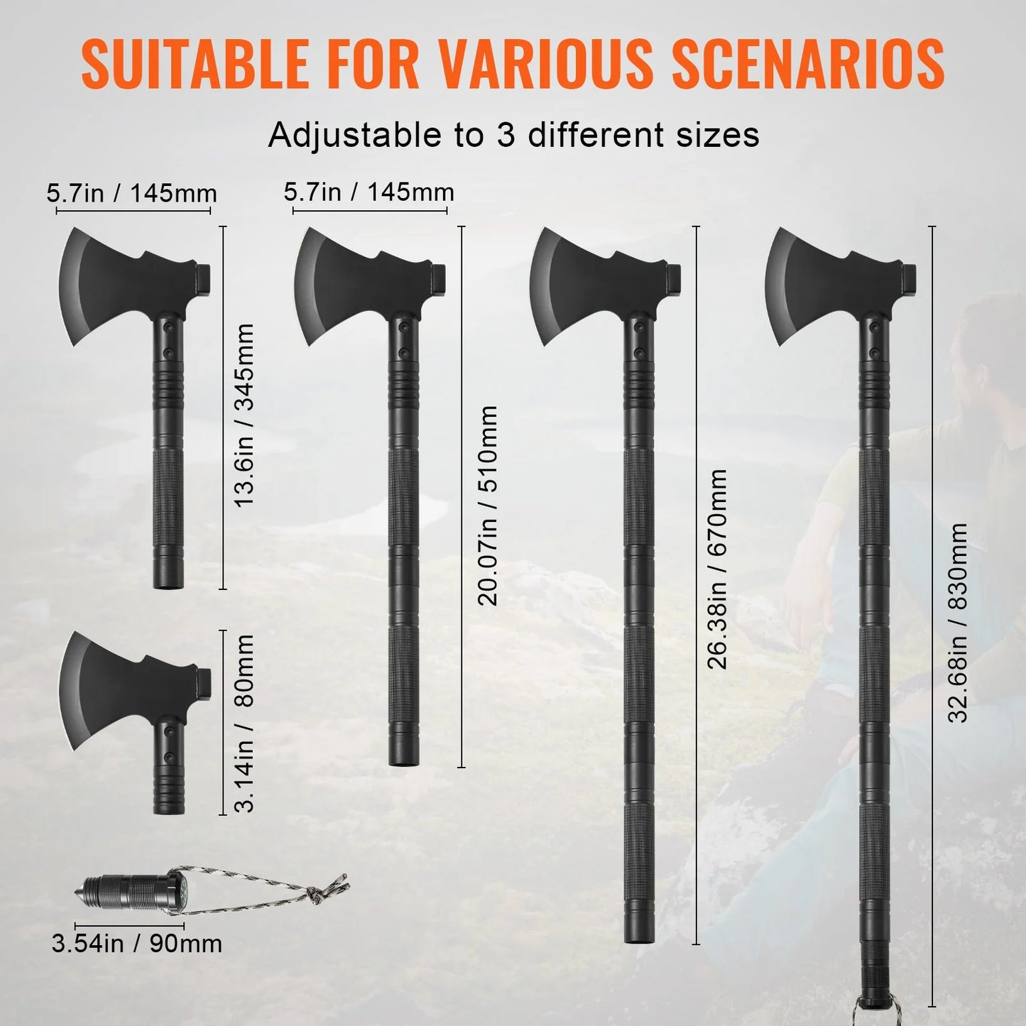 Survival Shovel Survival Axe 16-In-1 Camping Folding Shovels with Hatchet