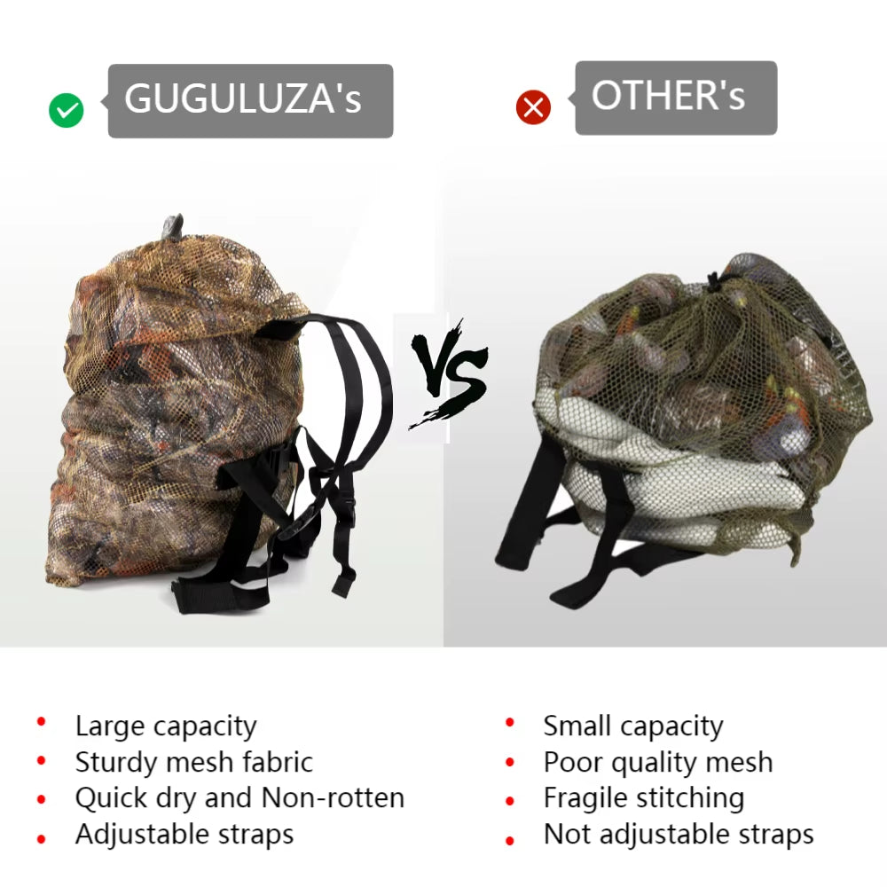 Professional Hunting Decoy Bag Anti-Resistant Nylon Mesh Decoy Backpack Lightweight Drawstring Hunting Decoy Duck Storage Bag