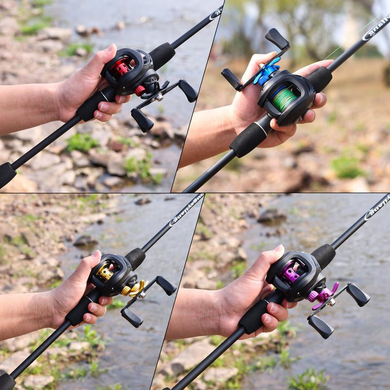 Sougayilang Fishing Rod and Reel Combo 6FT Carbon with 7.2:1 High Speed Baitcasting Reel for Beginner Fishing Equipment Fishing Equipment Bait Casters Rell Set Durable Material
