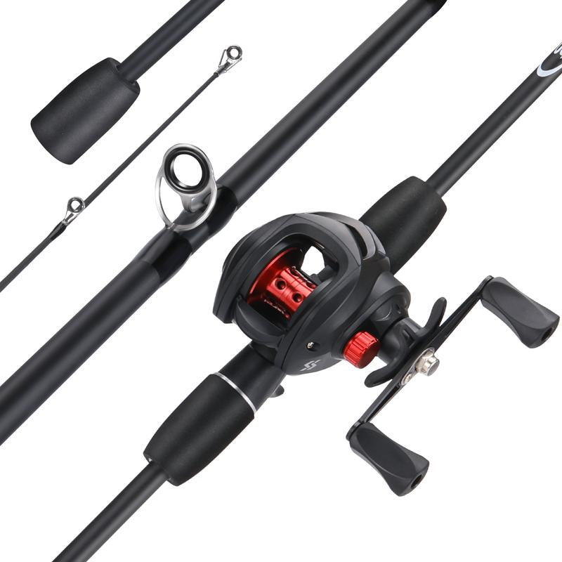 Sougayilang Fishing Rod and Reel Combo 6FT Carbon with 7.2:1 High Speed Baitcasting Reel for Beginner Fishing Equipment Fishing Equipment Bait Casters Rell Set Durable Material