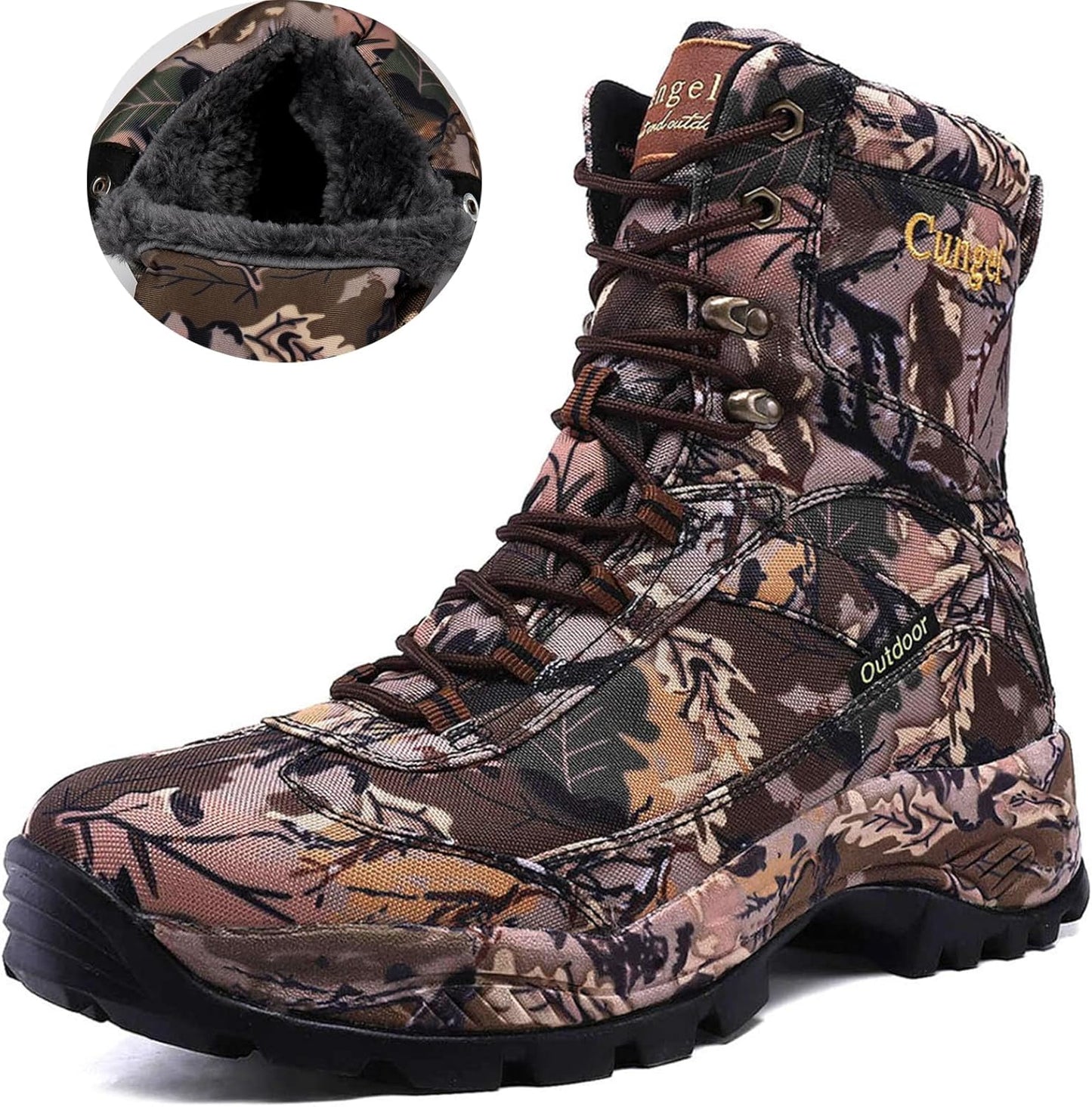 Men'S Camo Hunting-Boot Waterproof Hiking Boots Anti-Slip Lightweight Breathable Durable Outdoor Shoes High-Cut Fishing Climbing Working Trekking