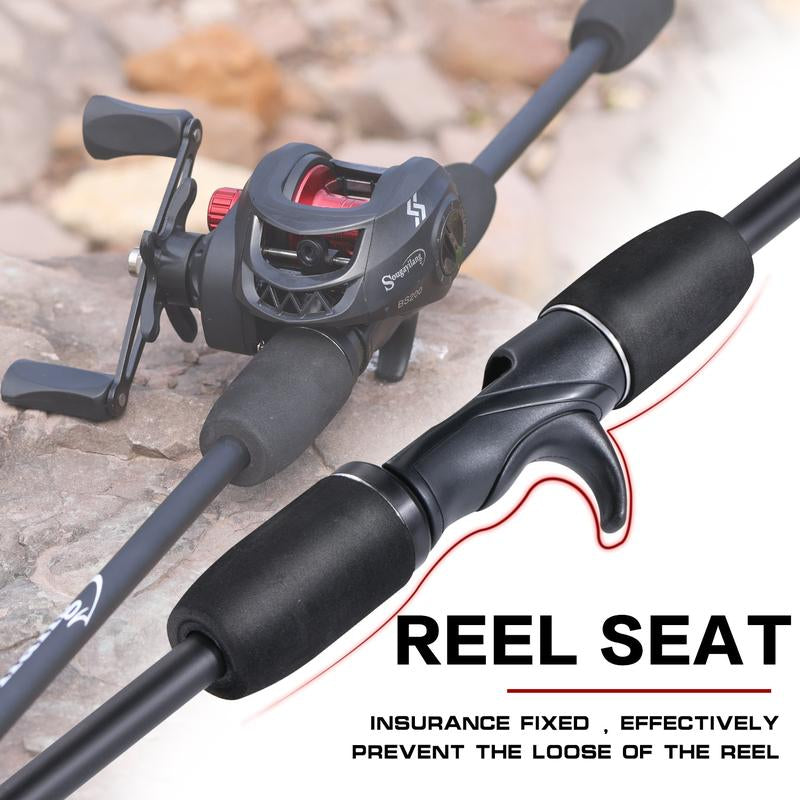 Sougayilang Fishing Rod and Reel Combo 6FT Carbon with 7.2:1 High Speed Baitcasting Reel for Beginner Fishing Equipment Fishing Equipment Bait Casters Rell Set Durable Material