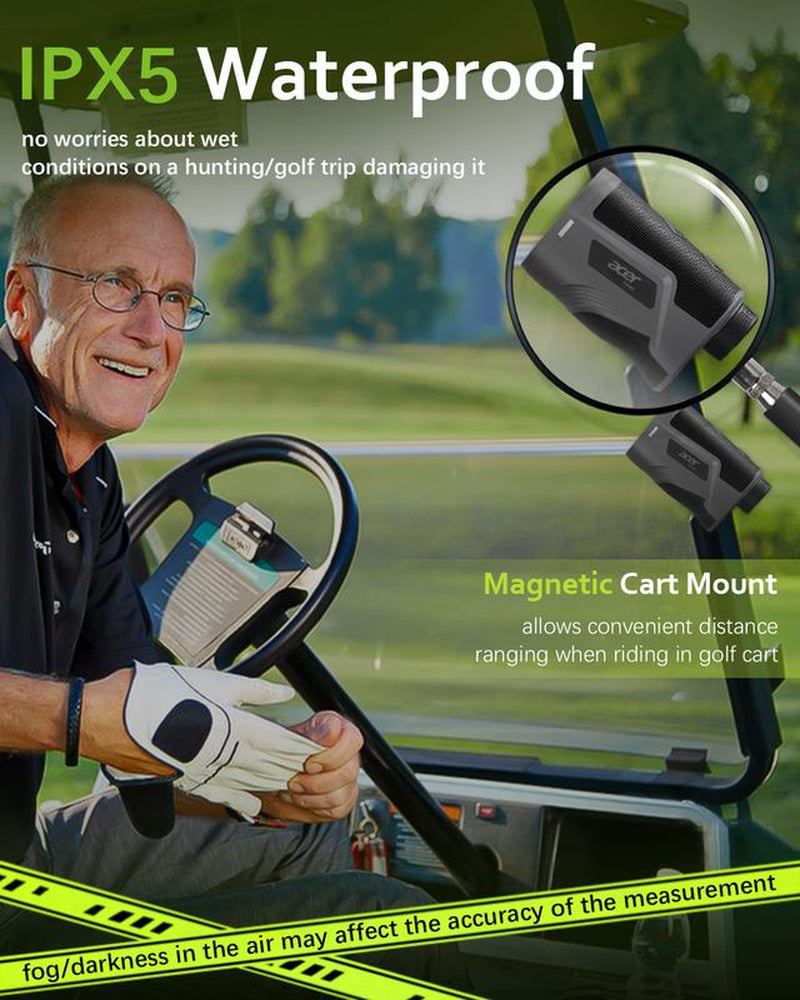 Acer Laser Golf Rangefinder with Slope, Magnetic&Rechargeable,Flag Lock Vibration, 800/1200 Yards Range ,6X Magnification for Hunting,Outdoor Exploration,Landscaping & Scouting, Shooting,Sports Event Measurement Golf Accessories for Men, Perfect Gift Idea