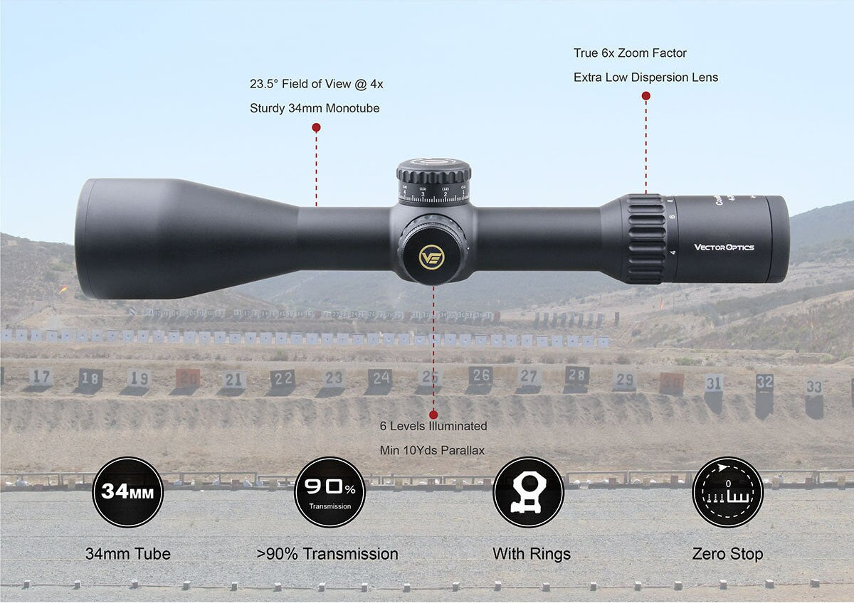 Vector Optics Continental 4-24x56 HD 34mm FFP Hunting Riflescope