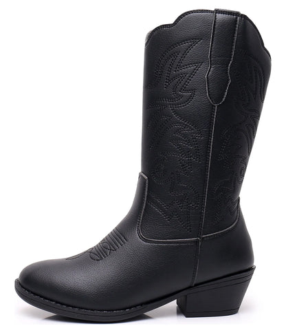 Unisex Kids Boys Girls Cowboy Boots Classic Western Boots (Color: Black, Size: 11 Littler Kids)