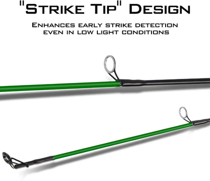 Brutus Spinning Rods & Casting Fishing Rods, Brute Tuff Composite Graphite & Glass Blanks, Stainless Steel Line Guides W/Zirconium Oxide Rings Tip Top, Chartreuse Strike Tip