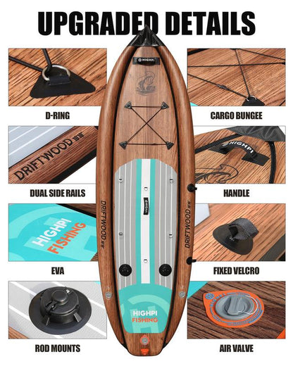Springtok Highpi Inflatable Stand up Paddle Board 10'10"/38'' Extra Wide Premium SUP for Fishing W Accessories & Backpack,2 Fish Rod Holders, Non-Slip Deck, Leash, Kayak Paddle and Pump, Standing Boat for Adult