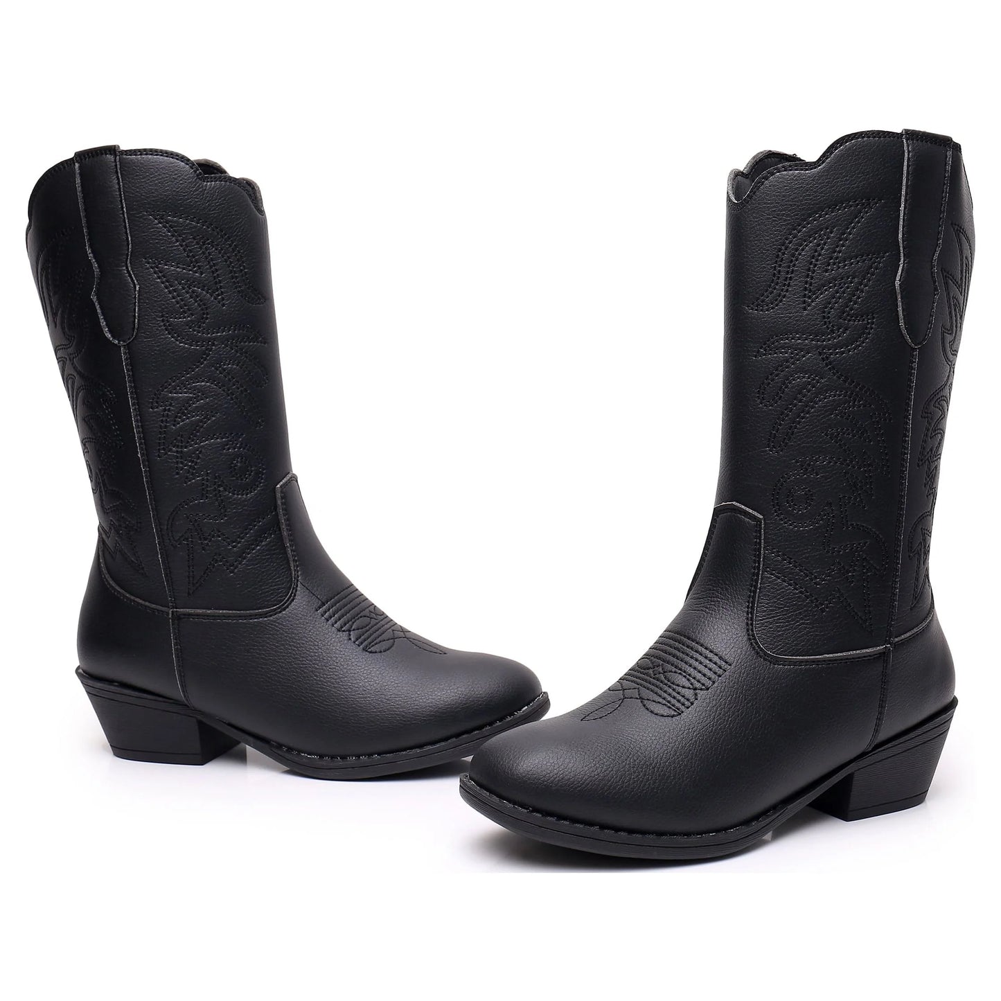 Unisex Kids Boys Girls Cowboy Boots Classic Western Boots (Color: Black, Size: 11 Littler Kids)
