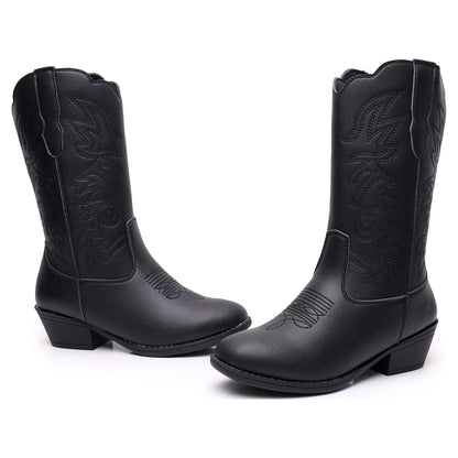 Unisex Kids Boys Girls Cowboy Boots Classic Western Boots (Color: Black, Size: 11 Littler Kids)