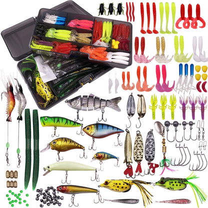 Fishing Lures Kit with Tackle Box for Bass, 300Pcs Freshwater Bait Tackle Kit for Bass Trout, Assorted Baits, Hooks & Tackle Included for Bass, Trout, Walleye Freshwater & Saltwater Fishing