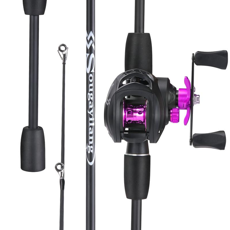 Sougayilang Fishing Rod and Reel Combo 6FT Carbon with 7.2:1 High Speed Baitcasting Reel for Beginner Fishing Equipment Fishing Equipment Bait Casters Rell Set Durable Material