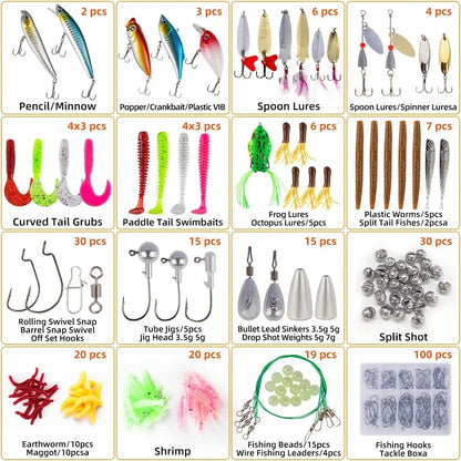 Gear Tackle Box Attractants Fishing Lures for Bass Trout, 302 Count