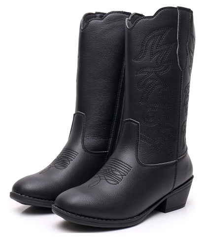 Unisex Kids Boys Girls Cowboy Boots Classic Western Boots (Color: Black, Size: 11 Littler Kids)