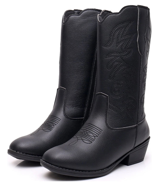 Unisex Kids Boys Girls Cowboy Boots Classic Western Boots (Color: Black, Size: 11 Littler Kids)