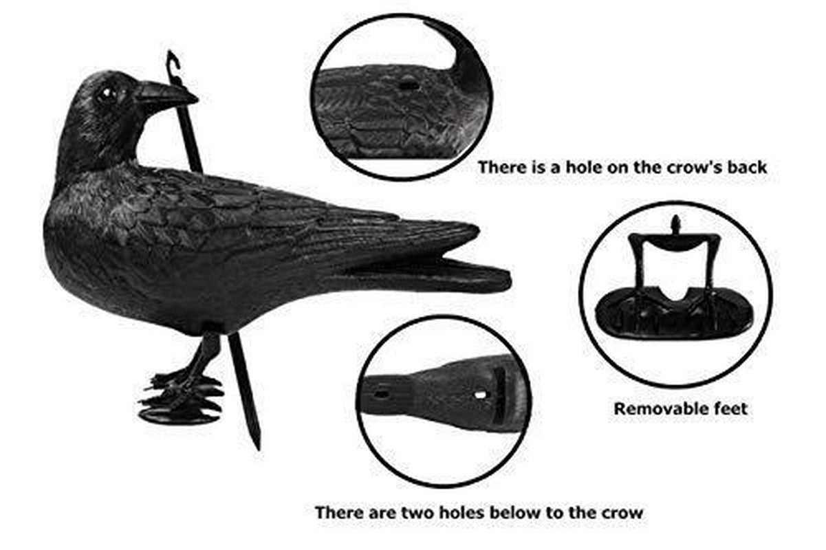 Crow Decoys Full Body Plastic Crow Decoy for Hunting, Black Flocked Crow Deco...