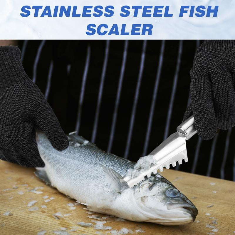 MOSSY OAK Fish Fillet Knife Set, 5 PCS Fish Cleaning Kit Includes 7" Fishing Knife, Non-Slip Fish Fillet Mat, Knife Sharpener, Fish Scaler Remover and Cut Resistant Gloves, Fishing Accessories Gifts