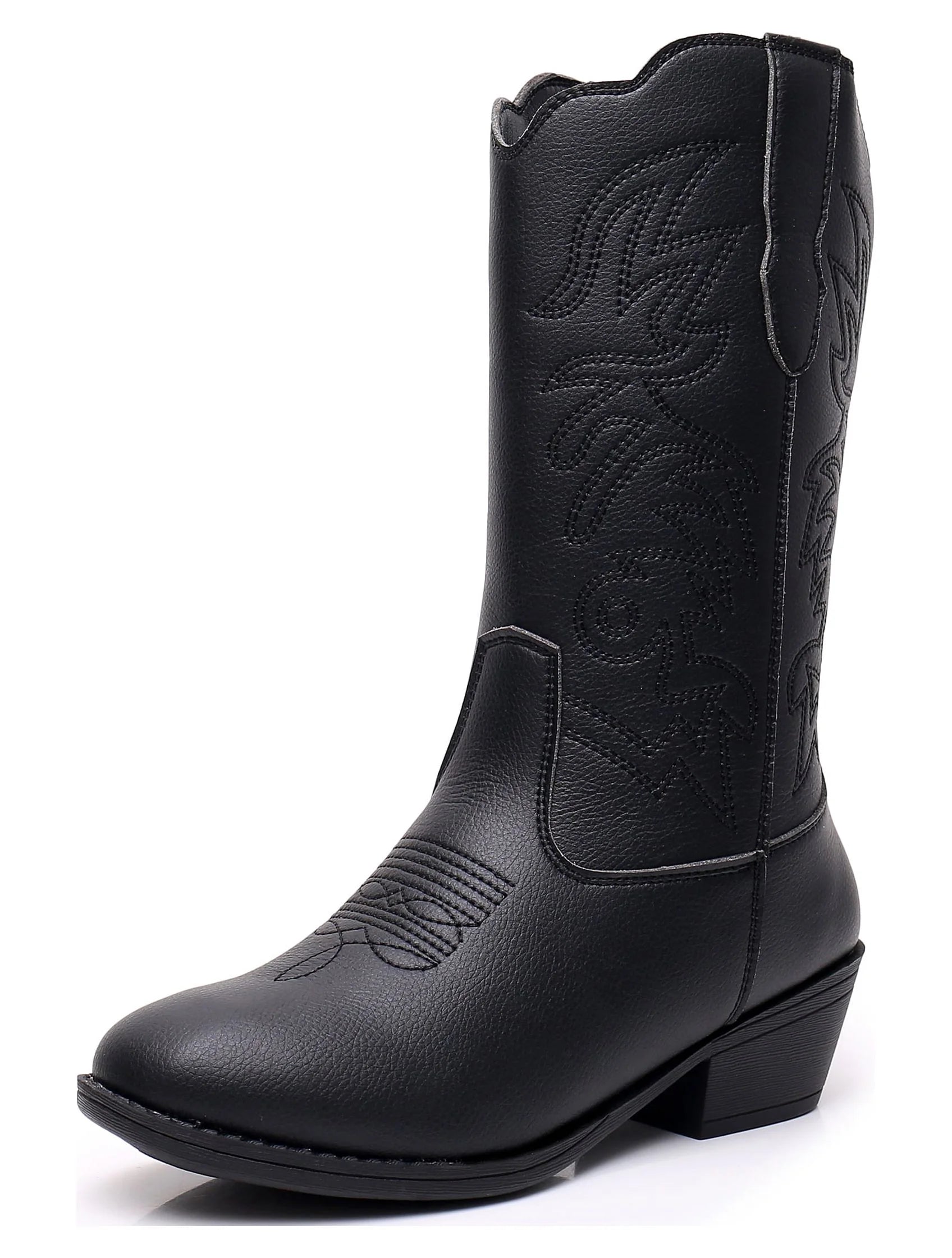 Unisex Kids Boys Girls Cowboy Boots Classic Western Boots (Color: Black, Size: 11 Littler Kids)