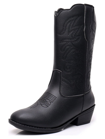 Unisex Kids Boys Girls Cowboy Boots Classic Western Boots (Color: Black, Size: 11 Littler Kids)
