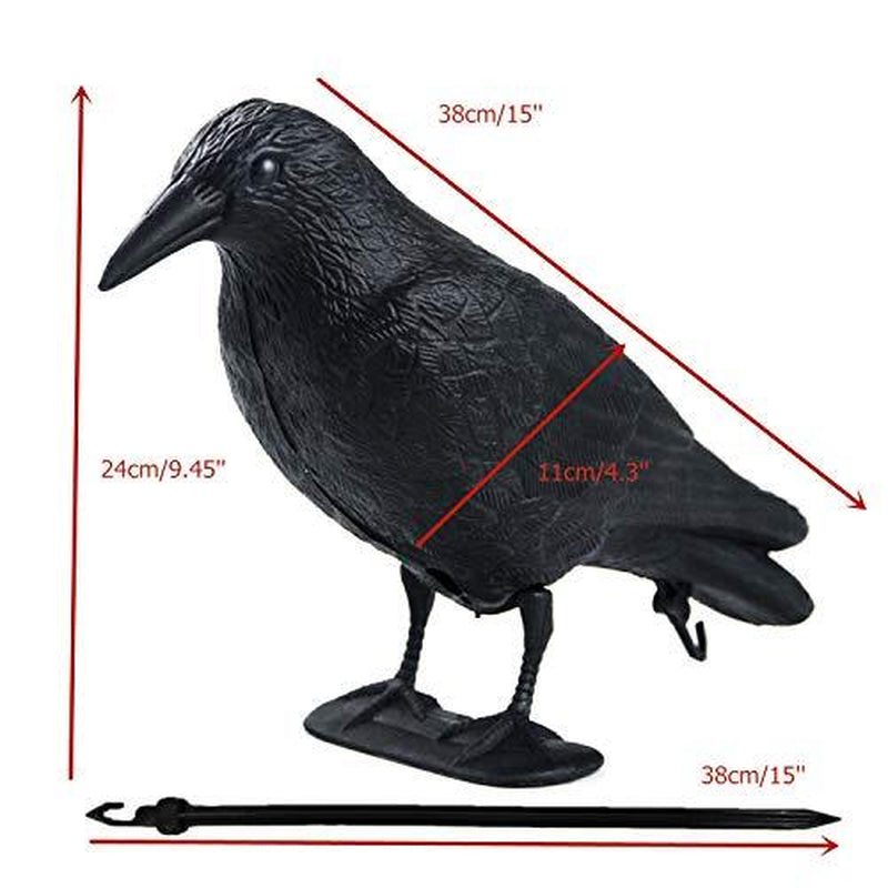 Crow Decoys Full Body Plastic Crow Decoy for Hunting, Black Flocked Crow Deco...