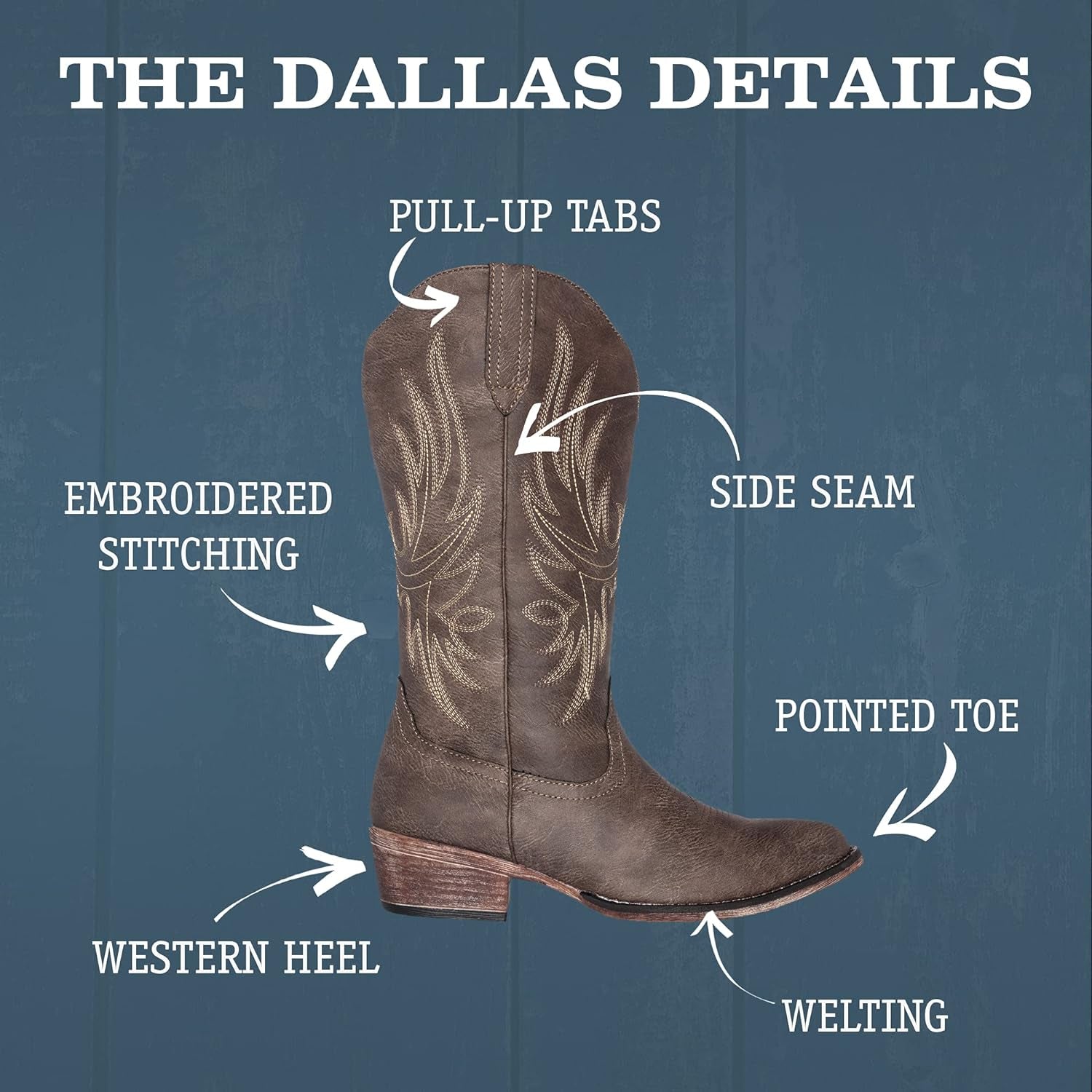 Womens Western Cowgirl Cowboy Boot, Dallas Pointed Toe by Silver Canyon