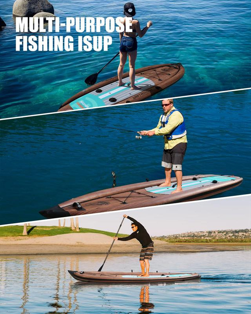 Springtok Highpi Inflatable Stand up Paddle Board 10'10"/38'' Extra Wide Premium SUP for Fishing W Accessories & Backpack,2 Fish Rod Holders, Non-Slip Deck, Leash, Kayak Paddle and Pump, Standing Boat for Adult