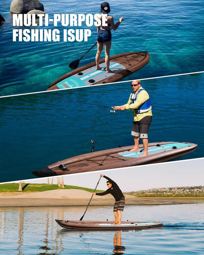 Springtok Highpi Inflatable Stand up Paddle Board 10'10"/38'' Extra Wide Premium SUP for Fishing W Accessories & Backpack,2 Fish Rod Holders, Non-Slip Deck, Leash, Kayak Paddle and Pump, Standing Boat for Adult