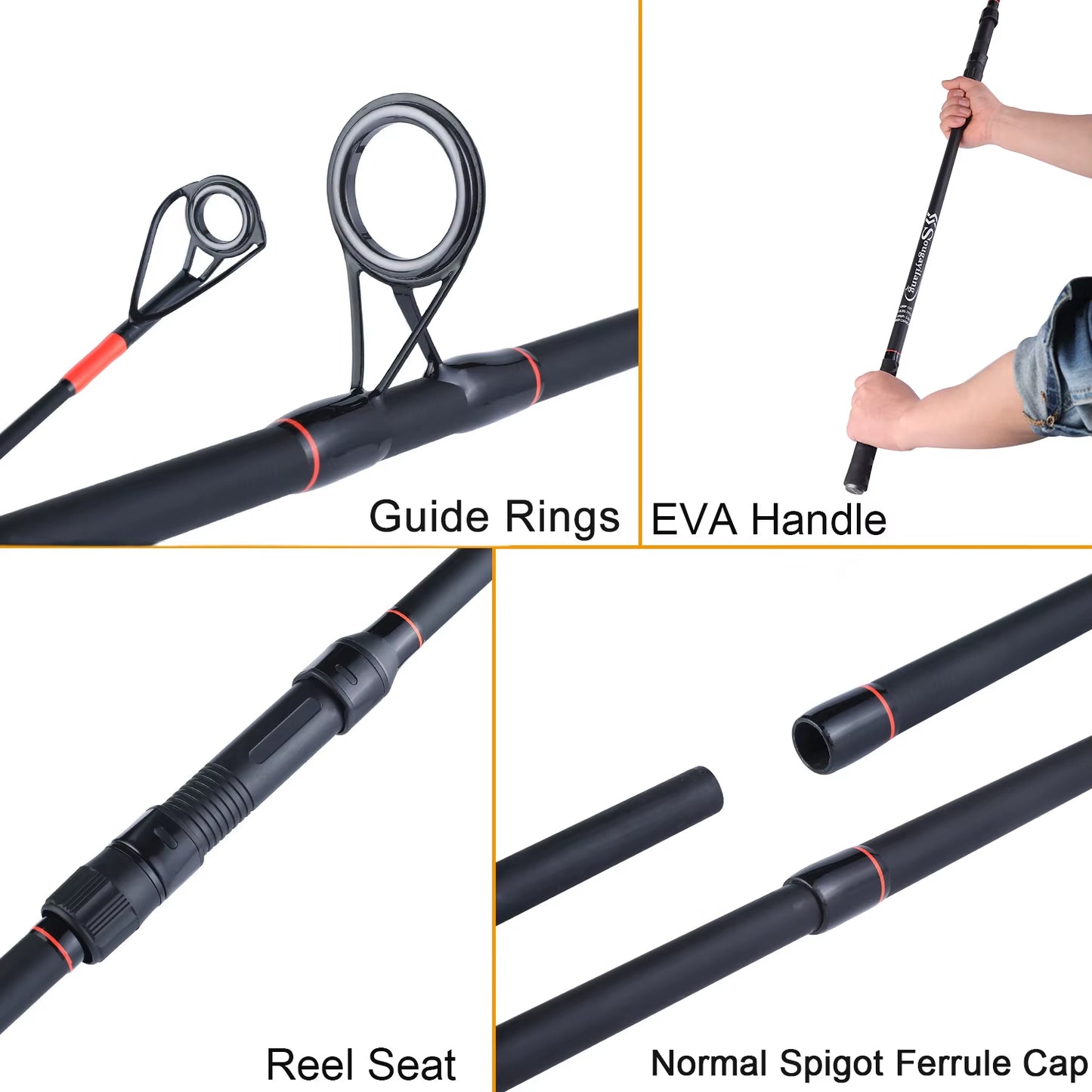 3.0M/3.6M 6/7 Sections Portable Carbon Fiber Carp Fishing Rod - Travel Fishing Pole and Tackle