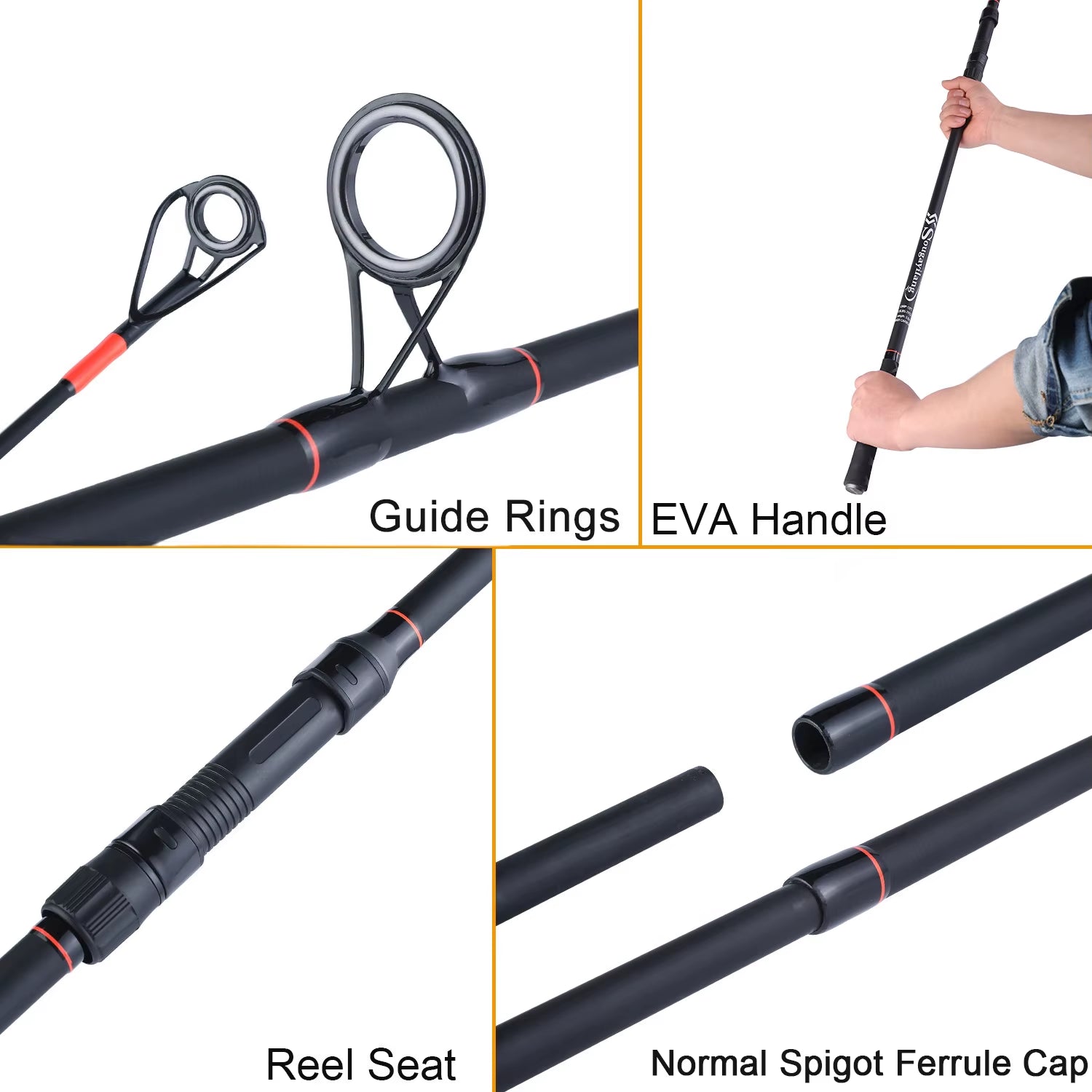 3.0M/3.6M 6/7 Sections Portable Carbon Fiber Carp Fishing Rod - Travel Fishing Pole and Tackle