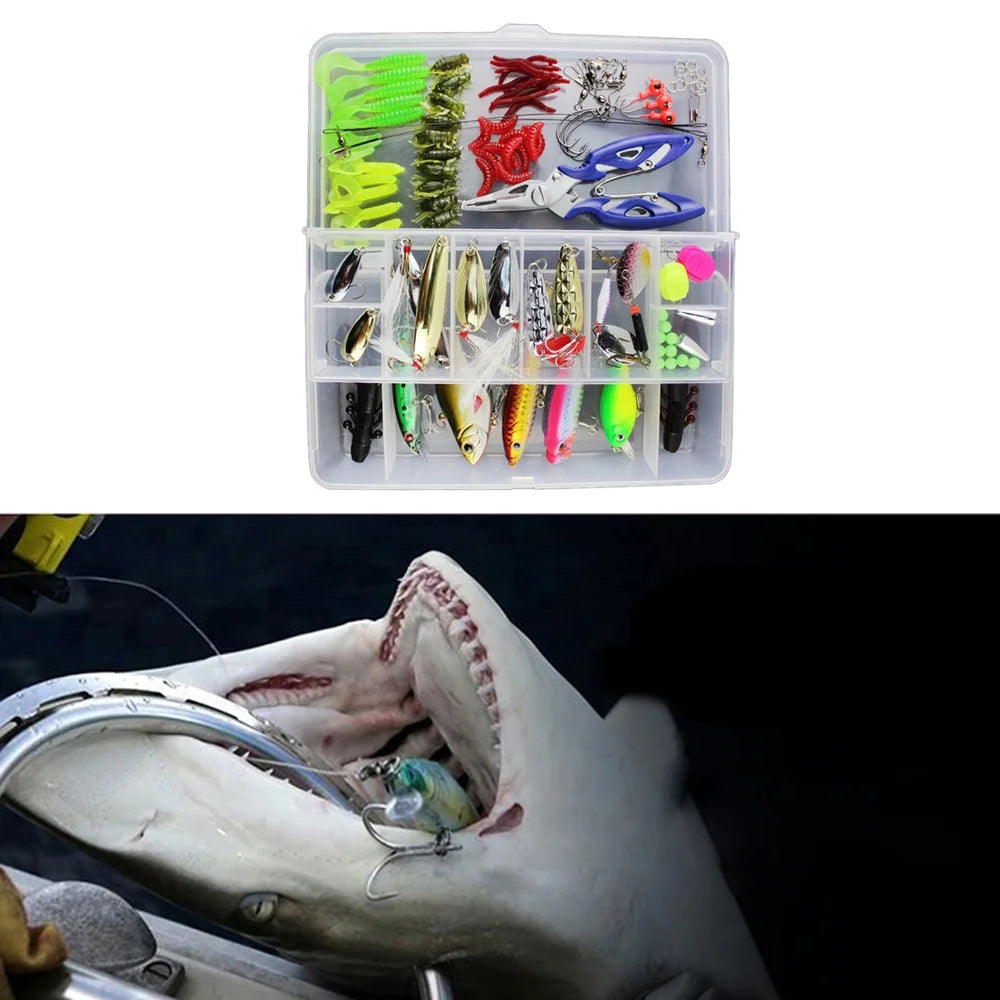 101 Pieces Fishing Lures Tackle Mixed Hard Baits Soft Baits Topwater Floating Fishing Lures Hooks Fishing Accessories Kit