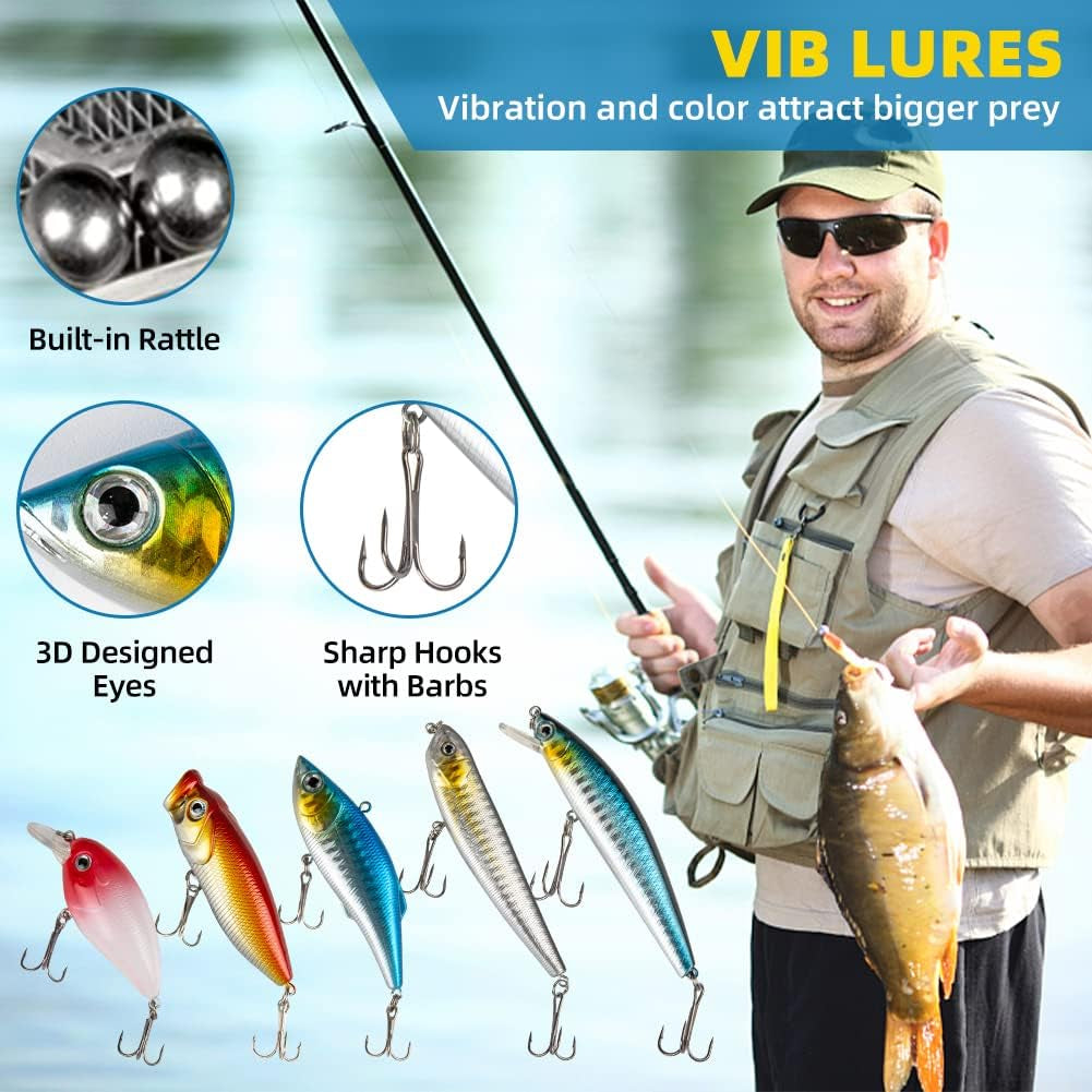 Gear Tackle Box Attractants Fishing Lures for Bass Trout, 302 Count