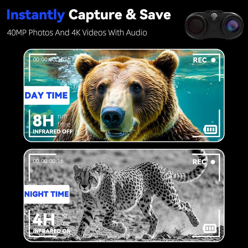 3.0" HD Large Screen Night Vision Binoculars - Infrared Photo & Video Capture | Ideal for Camping, Hunting, Wildlife Observation & Outdoor Adventures