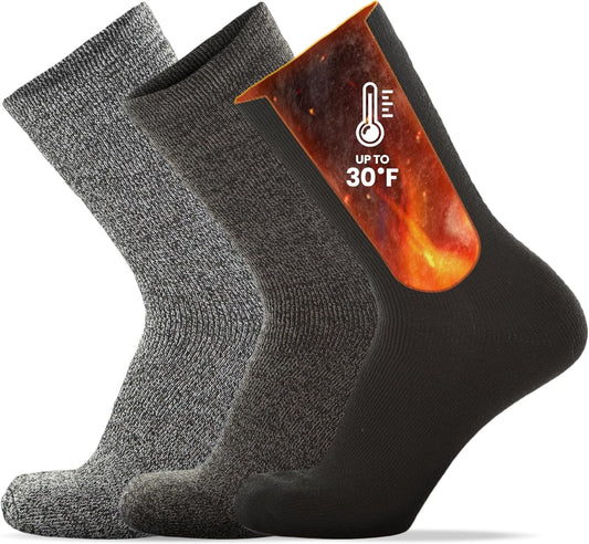 3 Pack Thermal Heated Hiking Socks for Men, Thick Warm Winter Socks for Outdoors